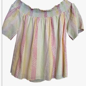 Honey Punch NWOT Pastel stitched on/off shoulder top